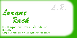 lorant rack business card